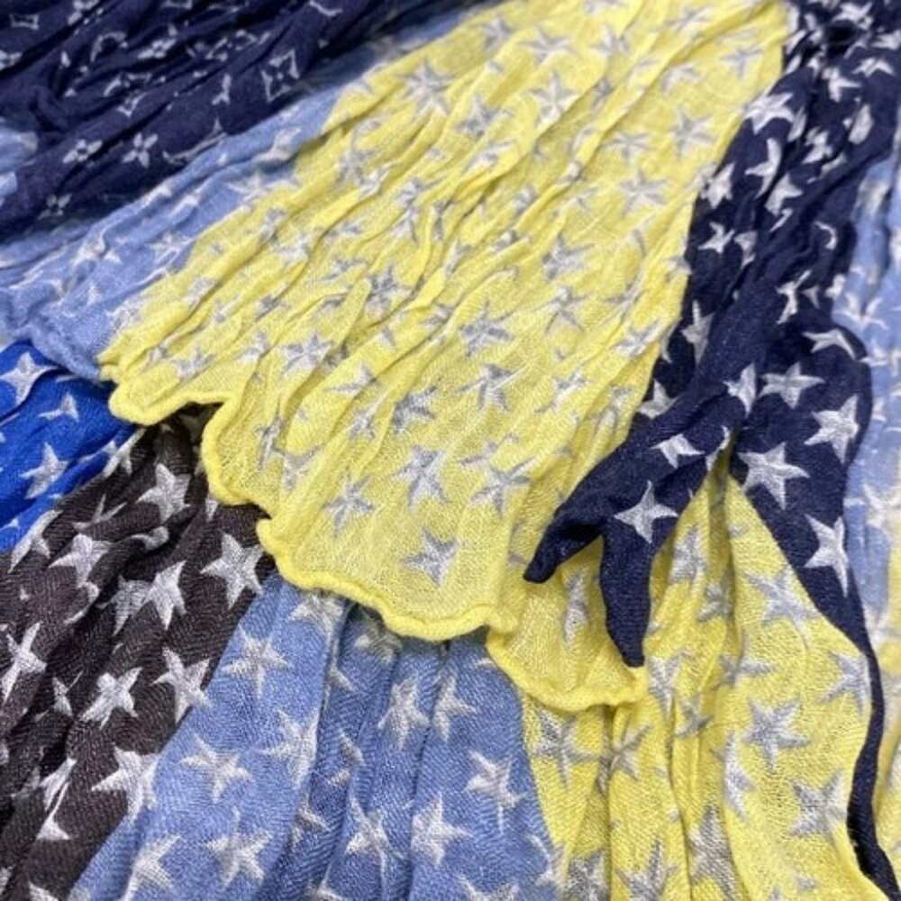 LOUIS VUITTON - Light Blue Dark Brown Multi Unconfirmed Scarf Hemp Silk - Picture 6 of 6